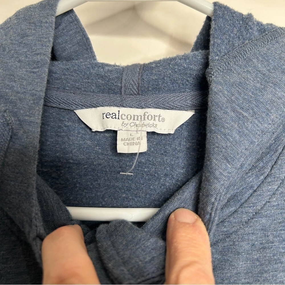 RealComfort By Chadwick’s Women’s Hooded Sweatshirt Large Blue Button Front - Picture 2 of 4